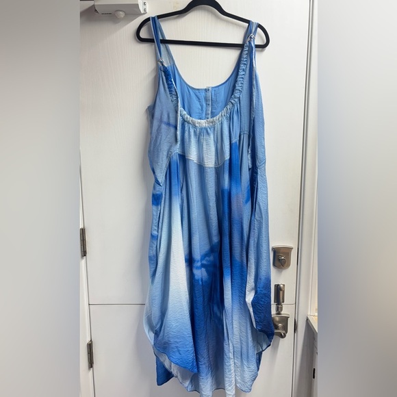 Anthropologie Blue Parachute Printed Tie Dye Flowy Hankerchief Hem Dress XL - Picture 4 of 10